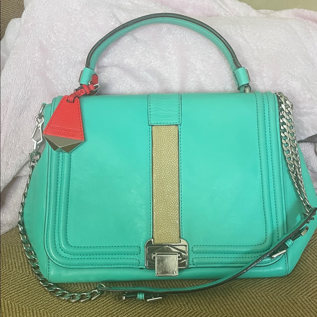Rebecca Minkoff Collection Aqua Crossbody Bag With Chain Strap